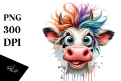 Funny Cow with Cool Hair, High-Quality PNG Product Image 1
