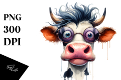 Funny Cow with Cool Hair, High-Res PNG Product Image 1