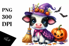 Cute Baby Cow Dressed for Halloween | Sublimation | Clipart Product Image 3