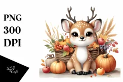Funny Baby Deer with Harvest | Clipart Product Image 1