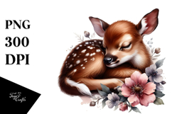 Baby Deer Sleeping on Flower PNG Product Image 1