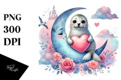 Adorned Seal Moon Heart PNG Product Image 1