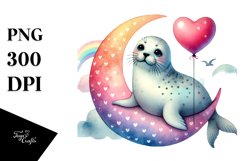 Adorned Seal Moon Heart PNG Product Image 1