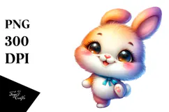 Cute Smiling Baby Bunny Dancing Awkwardly, PNG Product Image 1