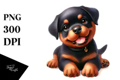 Cute Rottweiler with Big Eyes PNG Product Image 1