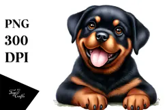Cute Rottweiler with Big Eyes PNG Product Image 1
