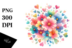 Simple Flower with Hearts PNG Product Image 1