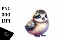 Lovely Baby Arctic Skua with Moon | Clipart Product Image 1