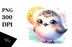 Lovely Baby Arctic Skua with Moon | Clipart Product Image 3