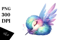 Vibrant Watercolor Pastel Cute Hummingbird | Sublimation | Product Image 1