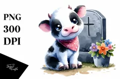 Cute Baby Cow with Grave | Clipart Product Image 1
