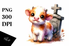Cute Baby Cow with Grave | Clipart Product Image 3