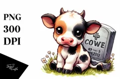 Cute Baby Cow with Grave | Clipart Product Image 1