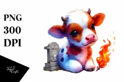 Cute Baby Cow with Grave | Clipart Product Image 3