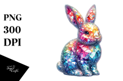 Colorful Bunny with Diamond Splash PNG Product Image 1