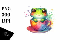 Colorful Baby Frog in Tea Cup | Clipart Product Image 3