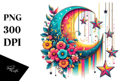 Vibrant Half Moon with Sunflowers PNG Product Image 1