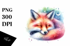 Vibrant Watercolor Pastel Fox | Sublimation | Clipart Product Image 4