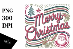 Retro Merry Christmas Clipart PNG Product Image 1
