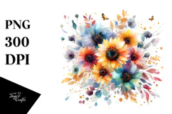 Abstract Colorful Sunflower PNG Product Image 1