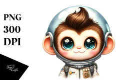 Astronaut Baby Monkey with Cool Haircut PNG Product Image 1