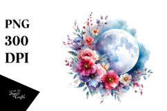 Vibrant Abstract Moon Flowers Clipart Product Image 1