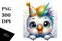 Cute Baby Parrot with Party Hat, Transparent PNG Product Image 1