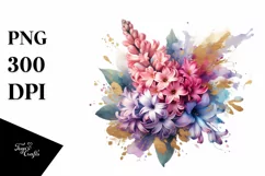 Abstract Bouquet with Hyacinth in Gold Foil Clipart Product Image 1
