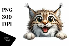 Crazy Funny Lynx Popping Eyes over Paper | Clipart Product Image 1