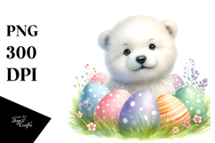 Digital Watercolor Cute Baby Polar Bear PNG Product Image 1