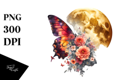 Watercolor Butterfly with Gold Foil PNG Product Image 1