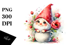 Cute Small Gnome Smiling Sitting in Vase | Clipart Product Image 1