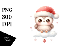 Santa Owl on Cloud PNG Product Image 1
