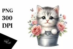 Cute Baby Cat with Flowers PNG Product Image 3