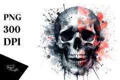 Grungy Skull with Splashes, Artistic PNG Product Image 1