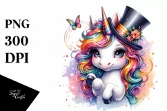 Baby Unicorn with Magician's Hat PNG Product Image 3