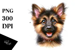 Happy Cartoon German Shepherd, High-Quality PNG Product Image 1