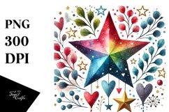 Simple Boho Star Hearts PNG Product Image 1