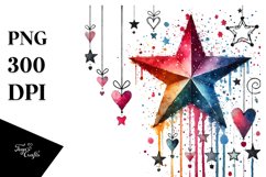 Simple Boho Star Hearts PNG Product Image 1