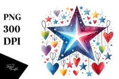 Simple Boho Star Hearts PNG Product Image 1