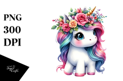 Cute Baby Unicorn with Cool Haircut PNG Product Image 1