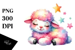 Colorful Baby Lamb on Star, PNG Product Image 1