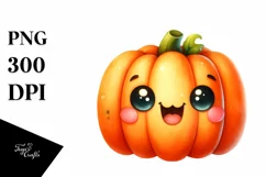 Funny Watercolor Halloween Pumpkin Clipart Product Image 1