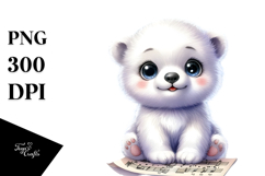 Cute Energetic Baby Polar Bear, High-Res PNG Product Image 1