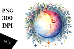 Vibrant Moon Foliage Stars Clipart Product Image 1