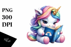 Colorful Baby Unicorn Reading Book Product Image 3