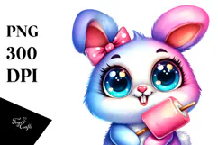 Colorful Baby Bunny with Marshmallow PNG Product Image 1