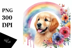 Colorful Cute Golden Retriever Sticker | Clipart Product Image 1