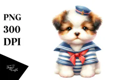 Puppy Sailor Suit Vibrant Cute Clipart Product Image 1