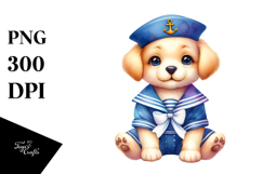 Puppy Sailor Suit Vibrant Cute Clipart Product Image 1